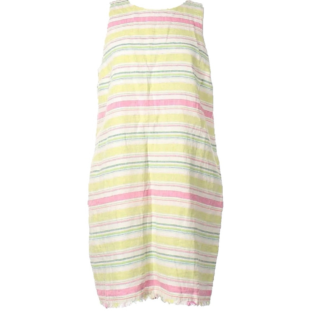 Tommy Bahama 100% linen striped dress with fringe hem, large
